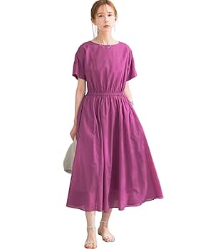 美品＊アーバンリサーチロッソ ウエスト切替コットンロングワンピース ピンク 美品＊アーバンリサーチロッソ ウエスト切替コットンロング